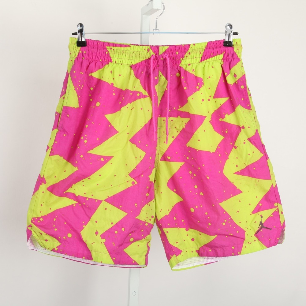 Jordan Jumpman Retro Poolside AOP Shorts Pink Yellow Geometric Drawstring Lined